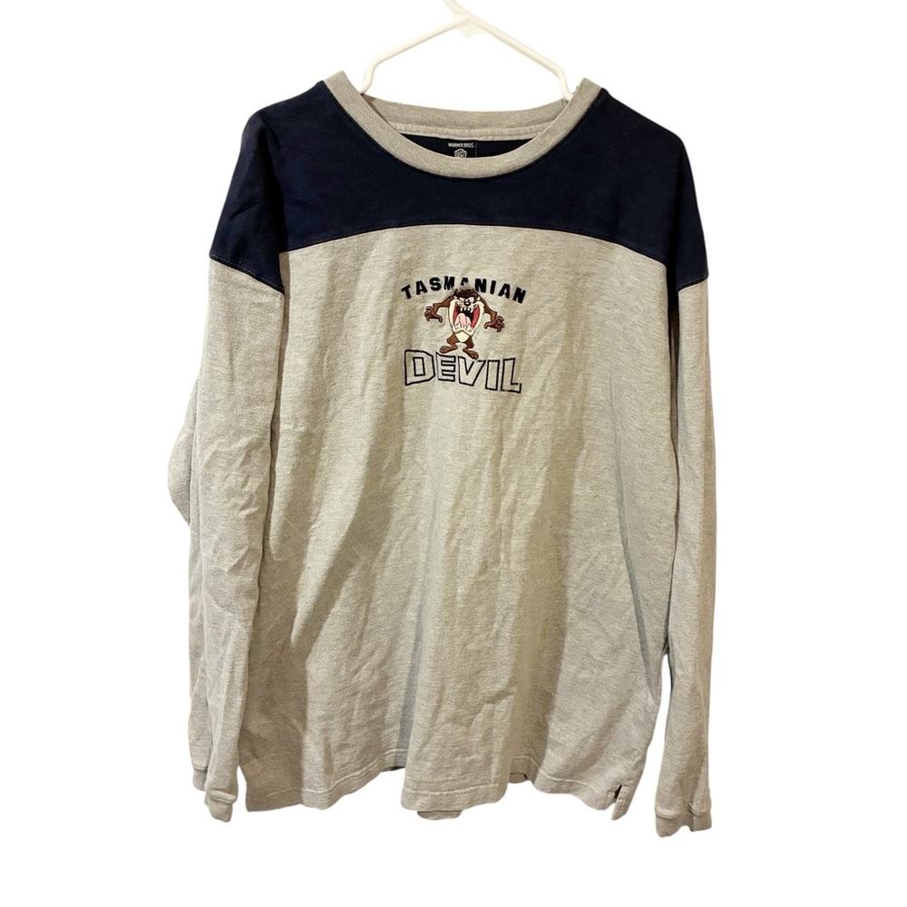 Vintage Warner Bros Tasmanian Devil Long-sleeve Shirt Grey Blue Size‎ XXL